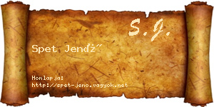 Spet Jenő névjegykártya